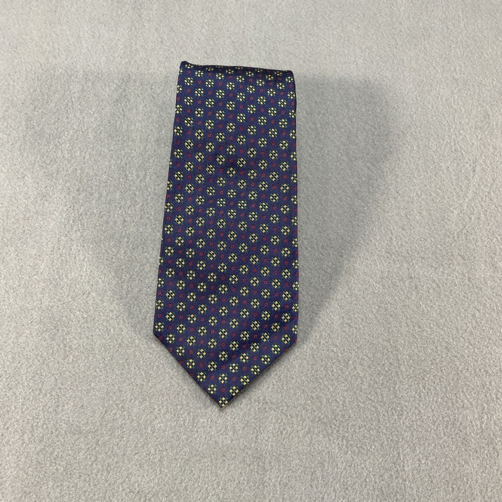 Polo Ralph Lauren Navy Geometric Pattern Silk Tie Classic Mens Necktie